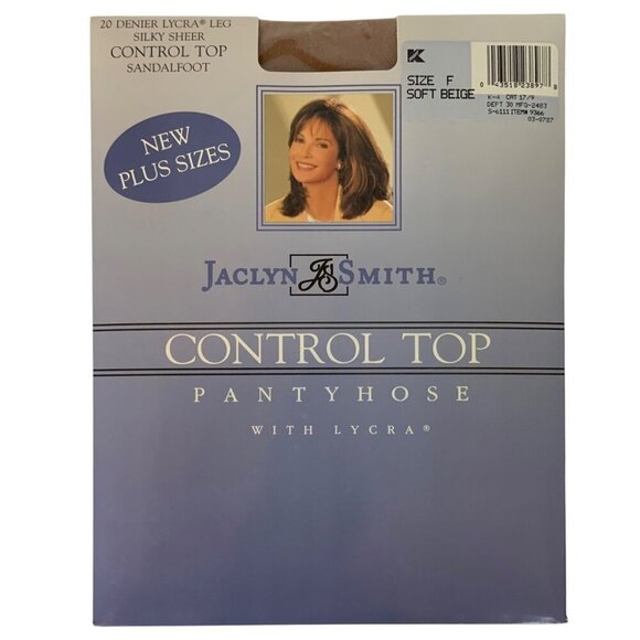 Jaclyn Smith Control Top Pantyhose Control Top Plus Size F 2X Beige Silky Sheer - Picture 1 of 3